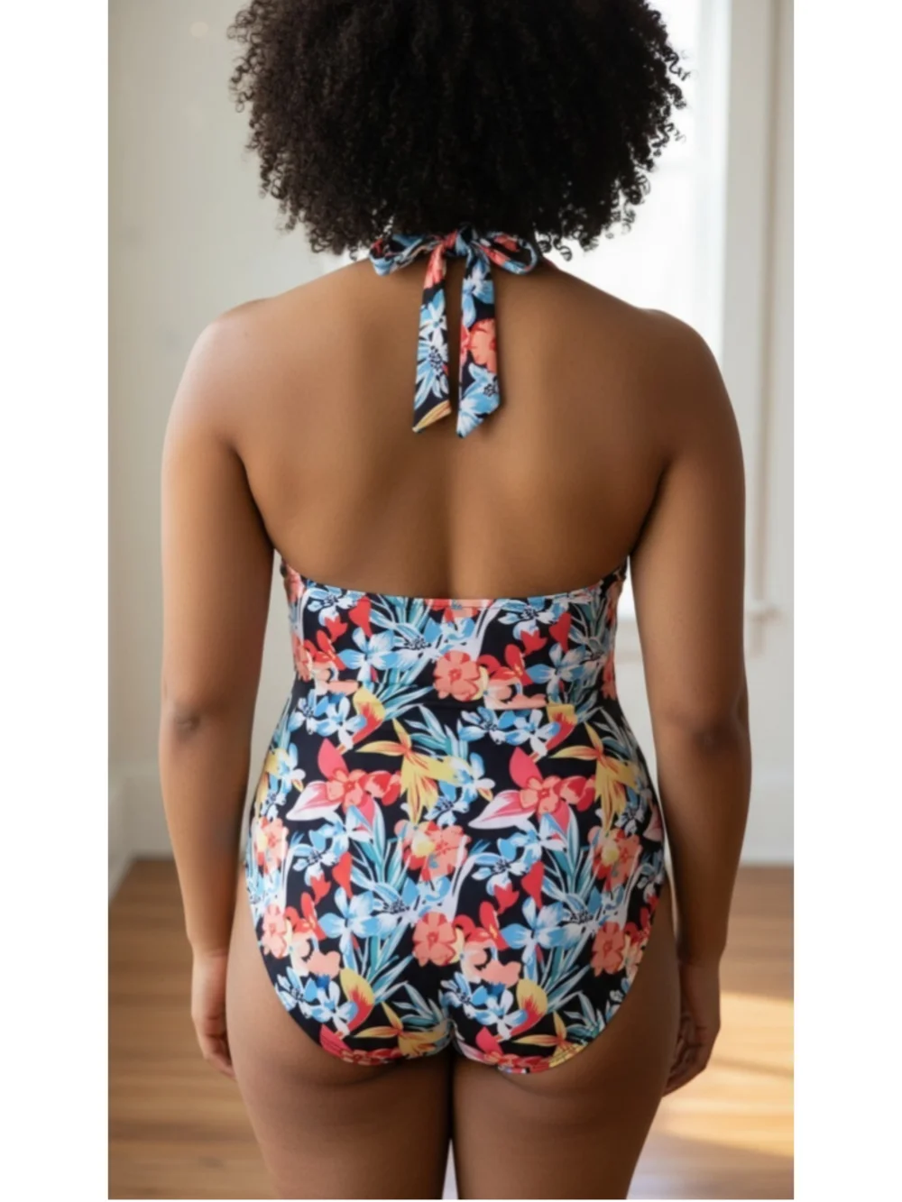 Women's AIMAGE Floral One-Piece Swimsuit, XL, Black/Multicolor Tropical